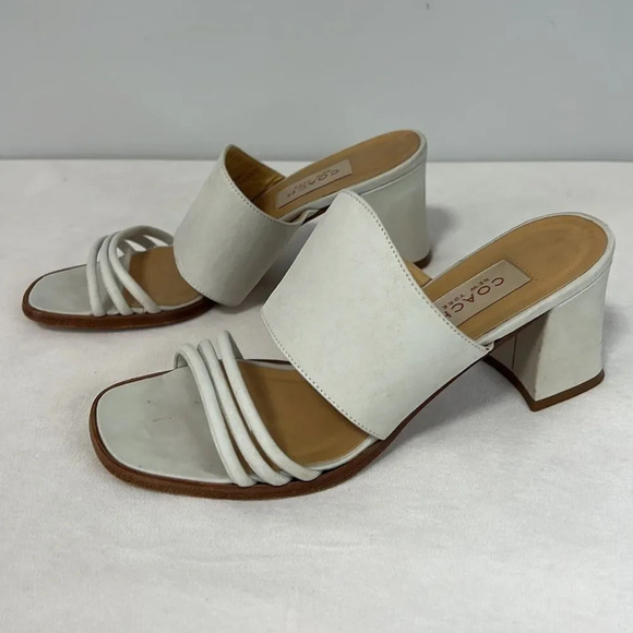Coach Suede Off White Block Heel Strap Sandals size 7.5 - Picture 5 of 11